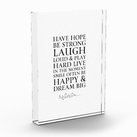 Inspiration haben Hoffnung Schwarz-Weiß-Zitat Fotoblock (Links)