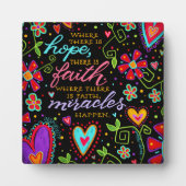 Inspiration Hope Faith Miracles Schwarz Hübsch Fotoplatte (Vorderseite)