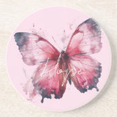 Inspiration Hope Pink Butterfly Getränkeuntersetzer (Vorne)