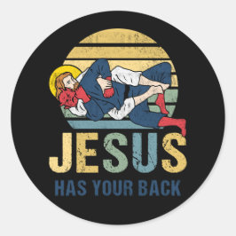 Inspiration Jesus hat Ihren Rücken Jiu Jitsu Retro Runder Aufkleber