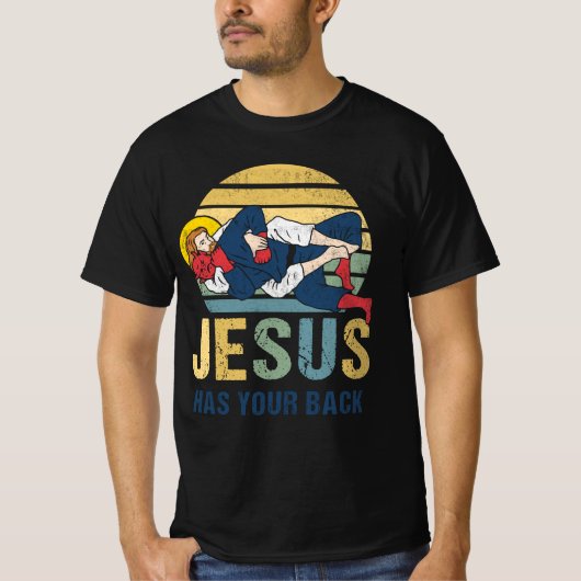 Inspiration Jesus hat Ihren Rücken Jiu Jitsu Retro T-Shirt (Vorderseite)