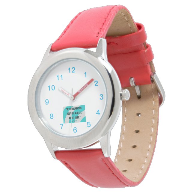 Inspiration Kid's Red Leather Strap Watch Armbanduhr (Schrägansicht)