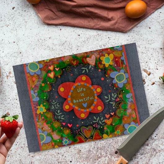 Inspiration Leben ist schöne Zitatblüte Schneidebrett