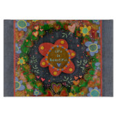 Inspiration Leben ist schöne Zitatblüte Schneidebrett (Vorderseite)