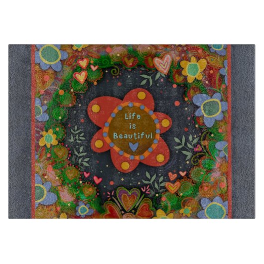 Inspiration Leben ist schöne Zitatblüte Schneidebrett (Vorderseite)