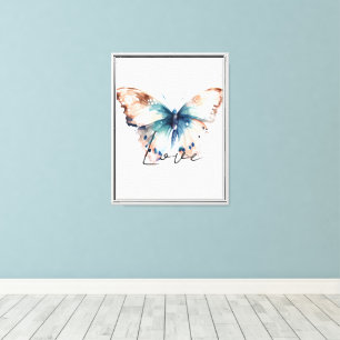 Inspiration Liebe Aqua Blue Butterfly Leinwanddruck