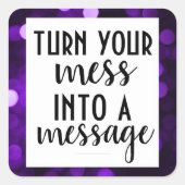 Inspiration; Lila Bokeh Quadratischer Aufkleber (Vorderseite)