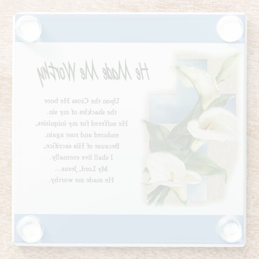 Inspiration machte er mich wert glasuntersetzer (Rückseite)