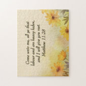 Inspiration Matthew 11:28 Gelbe Blüte Puzzle (Vertikal)