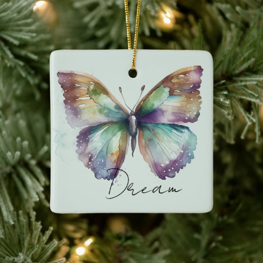 Inspiration Minze Aqua Blue Dream Butterfly Keramikornament (Baum)