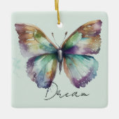 Inspiration Minze Aqua Blue Dream Butterfly Keramikornament (Vorderseite)
