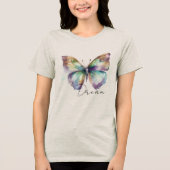 Inspiration Minze Aqua Blue Dream Butterfly Tri-Blend Shirt (Vorderseite)