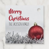 Inspiration mit Weihnachtsball mit rotem Glitzer Geschenkanhänger (Rückseite)