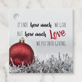 Inspiration mit Weihnachtsball mit rotem Glitzer Geschenkanhänger