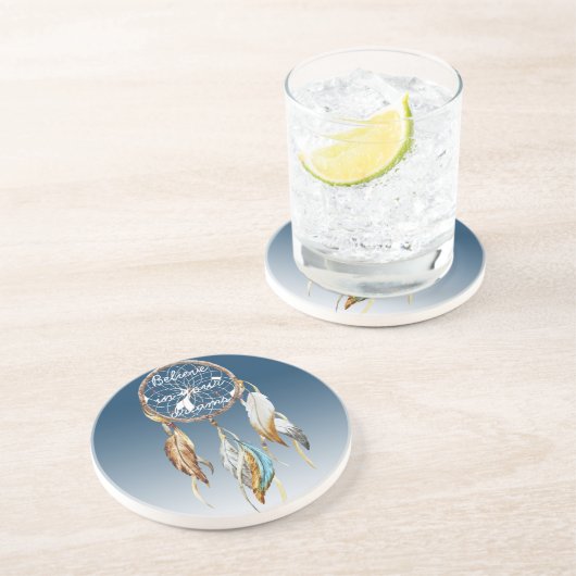 Inspiration Navy Blue Ombre Dream Catcher Getränkeuntersetzer (Seite)