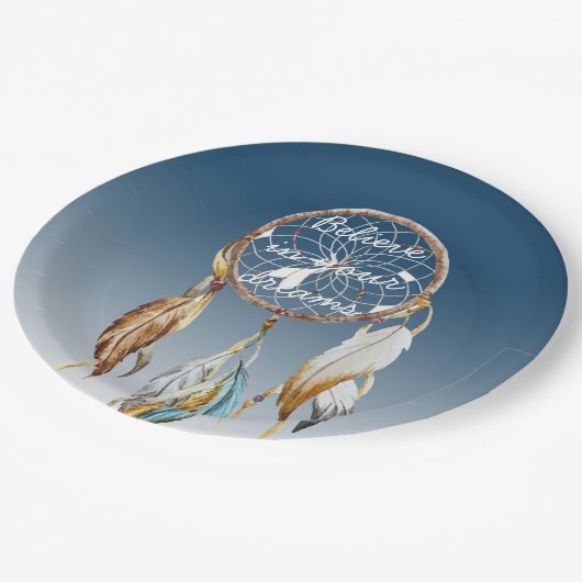 Inspiration Navy Blue Ombre Dream Catcher Pappteller (Schrägansicht)