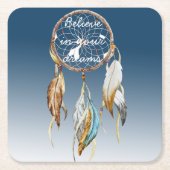 Inspiration Navy Blue Ombre Dream Catcher Rechteckiger Pappuntersetzer (Vorderseite)