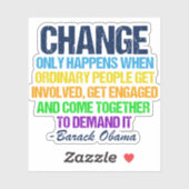 Inspiration Obama zitiert politischen Wandel Noteb Aufkleber (Blatt)