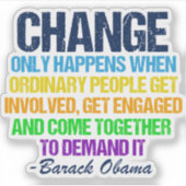 Inspiration Obama zitiert politischen Wandel Noteb Aufkleber (Vorderseite)