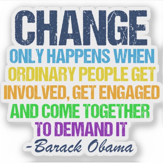 Inspiration Obama zitiert politischen Wandel Noteb Aufkleber (Vorderseite)