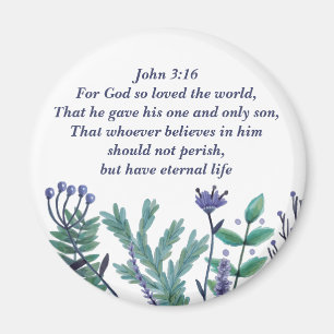 Inspiration Osterbibel Verse John 3:16 Blumenmuste Magnet