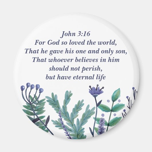 Inspiration Osterbibel Verse John 3:16 Blumenmuste Magnet (Vorne)