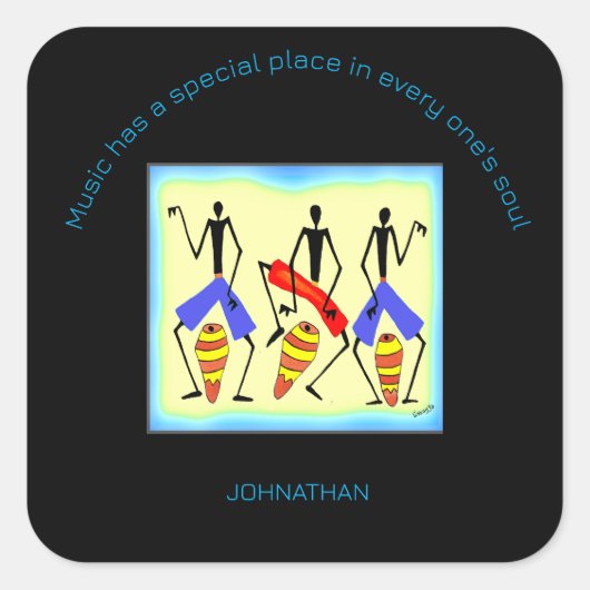 Inspiration, Phantastisches afrikanisches Trommeln Quadratischer Aufkleber (Vorderseite)