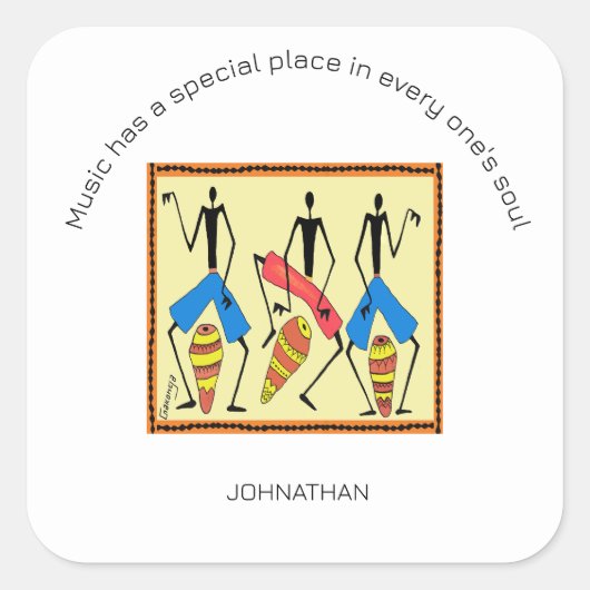 Inspiration, Phantastisches afrikanisches Trommeln Quadratischer Aufkleber (Vorderseite)