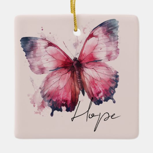 Inspiration Pink Hope Butterfly Keramikornament (Vorderseite)