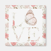 Inspiration Pink Liebe Schmetterling Blume Magnet (Vorne)