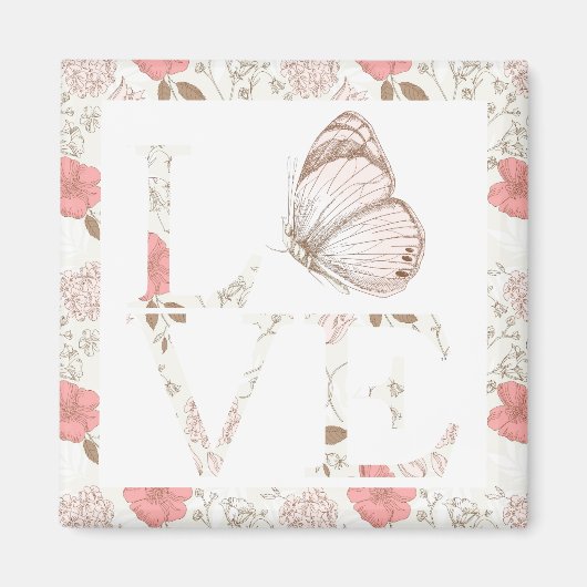 Inspiration Pink Liebe Schmetterling Blume Magnet (Vorne)