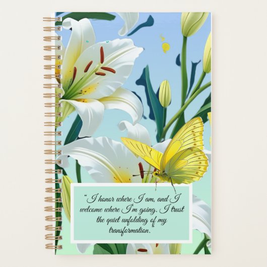 Inspiration Planner White Lily Yellow Butterfly Planer (Vorderseite)