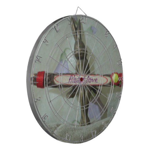 Inspiration Rabbit: Immer Liebe Zeichenkunst druck Dartscheibe (Vorderseite Links)