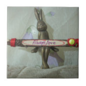 Inspiration Rabbit: Immer Liebe Zeichenkunst druck Fliese (Vorderseite)