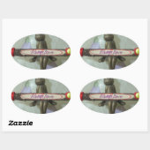 Inspiration Rabbit: Immer Liebe Zeichenkunst druck Ovaler Aufkleber (Blatt)