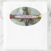 Inspiration Rabbit: Immer Liebe Zeichenkunst druck Ovaler Aufkleber (Tasche)