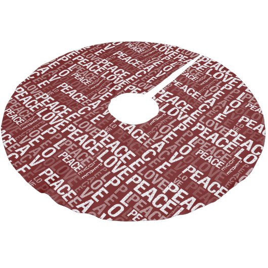 Inspiration Red White Peace Liebe Polyester Weihnachtsbaumdecke (Schrägansicht)