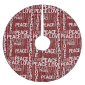 Inspiration Red White Peace Liebe Polyester Weihnachtsbaumdecke (Vorderseite)