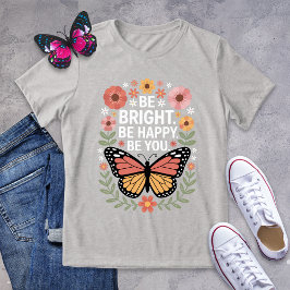 Inspiration Retro Floral Butterfly T-Shirt Tri-Blend Shirt
