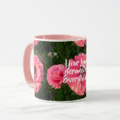 Inspiration Rosa Liebe Zitat Blumenherz Herz Tasse (Vorderseite Links)
