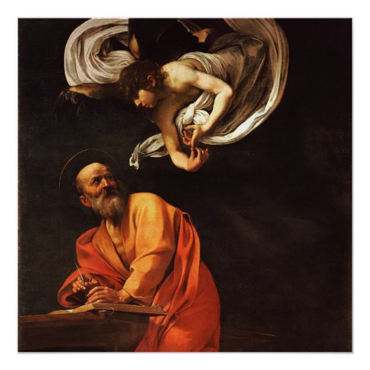 Inspiration Saint Matthew Caravaggio Malkunst Poster (Vorderseite)