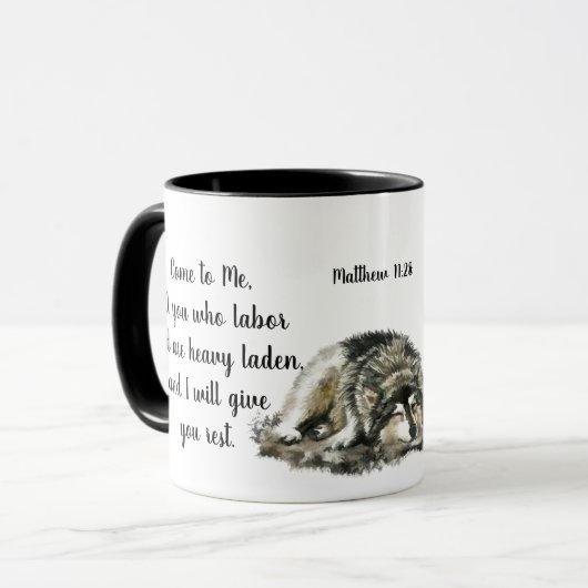 Inspiration, Schrift, Matthew Gib dir Erholung Tasse (Vorderseite Links)