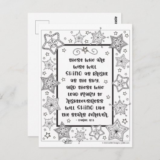 Inspiration Scripting Shine like Stars Coloring Postkarte (Vorne/Hinten)