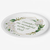 Inspiration Scripting White Roses Blume Pappteller (Schrägansicht)