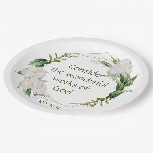 Inspiration Scripting White Roses Blume Pappteller (Schrägansicht)