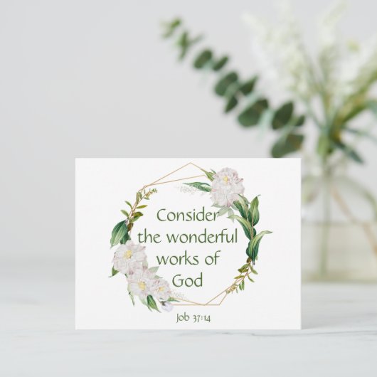 Inspiration Scripting White Roses Blume Postkarte (Stehend Vorderseite)