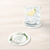 Inspiration Scripting White Roses Blume Runder Pappuntersetzer (Vor Ort)