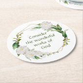 Inspiration Scripting White Roses Blume Runder Pappuntersetzer (Angewinkelt)