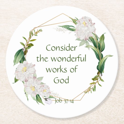 Inspiration Scripting White Roses Blume Runder Pappuntersetzer (Vorderseite)