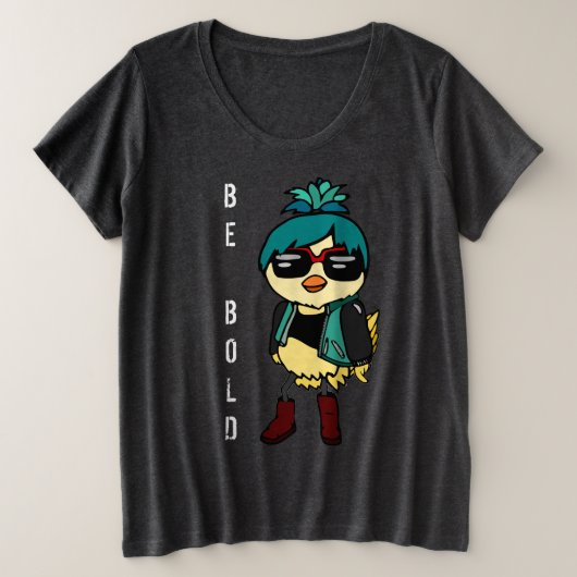 Inspiration, seien Sie kühne Kawaii Bird Illustrat Große Größe T-Shirt (Design vorne)